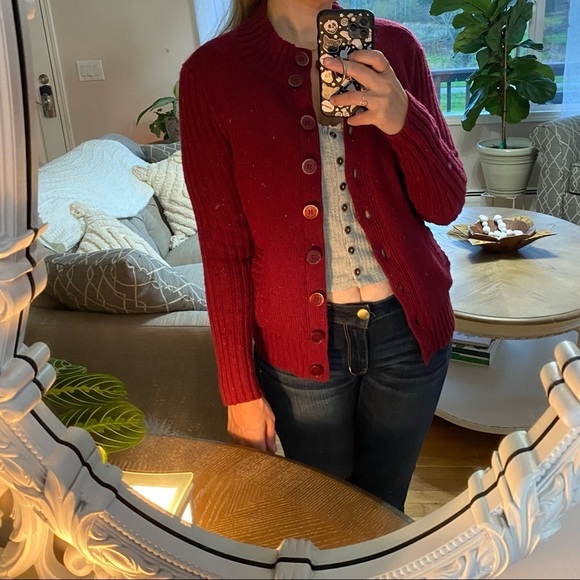 Maroon large button cardigan - Picture 3 of 7